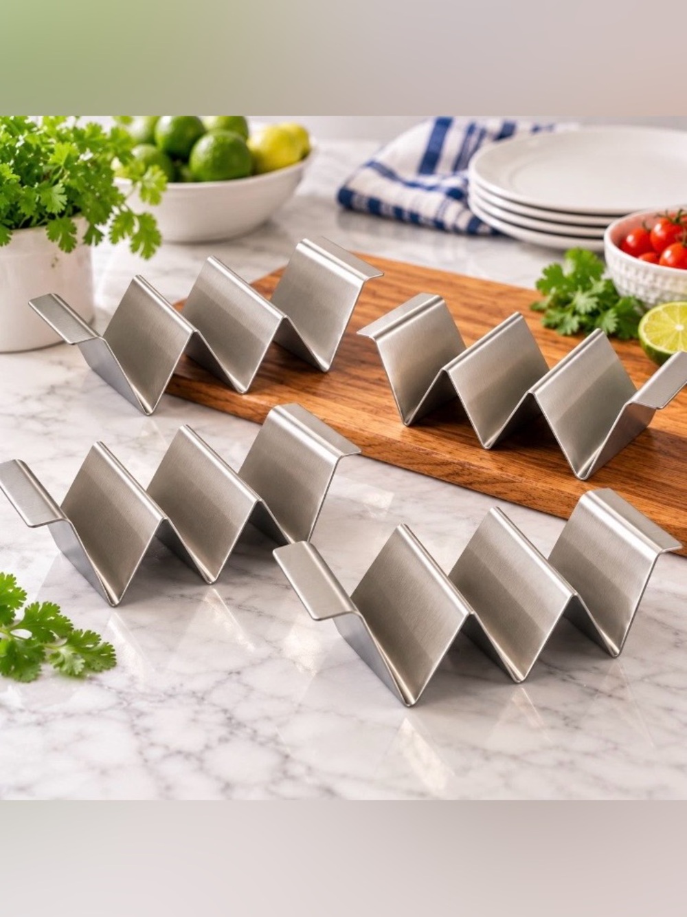 Arthome Taco Holder Set of 4 Stainless Steel 3 Tacos Each Grill Dishwasher Safe